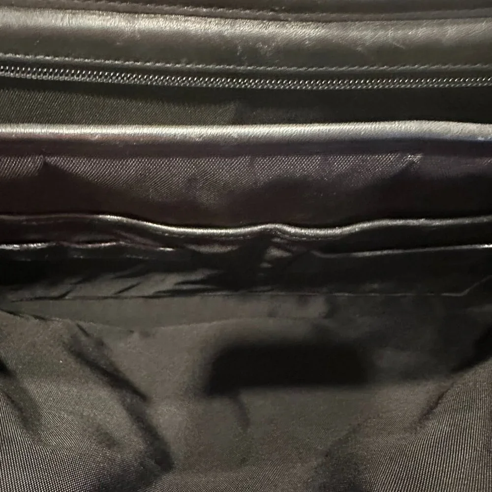 COACH Briefcase Black Leather Double Buckle Shoulder Strap Messenger Vintage - Picture 5 of 10